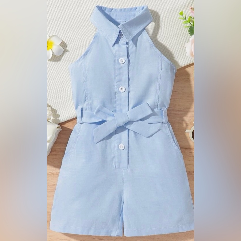 Baby Blue Belted Romper